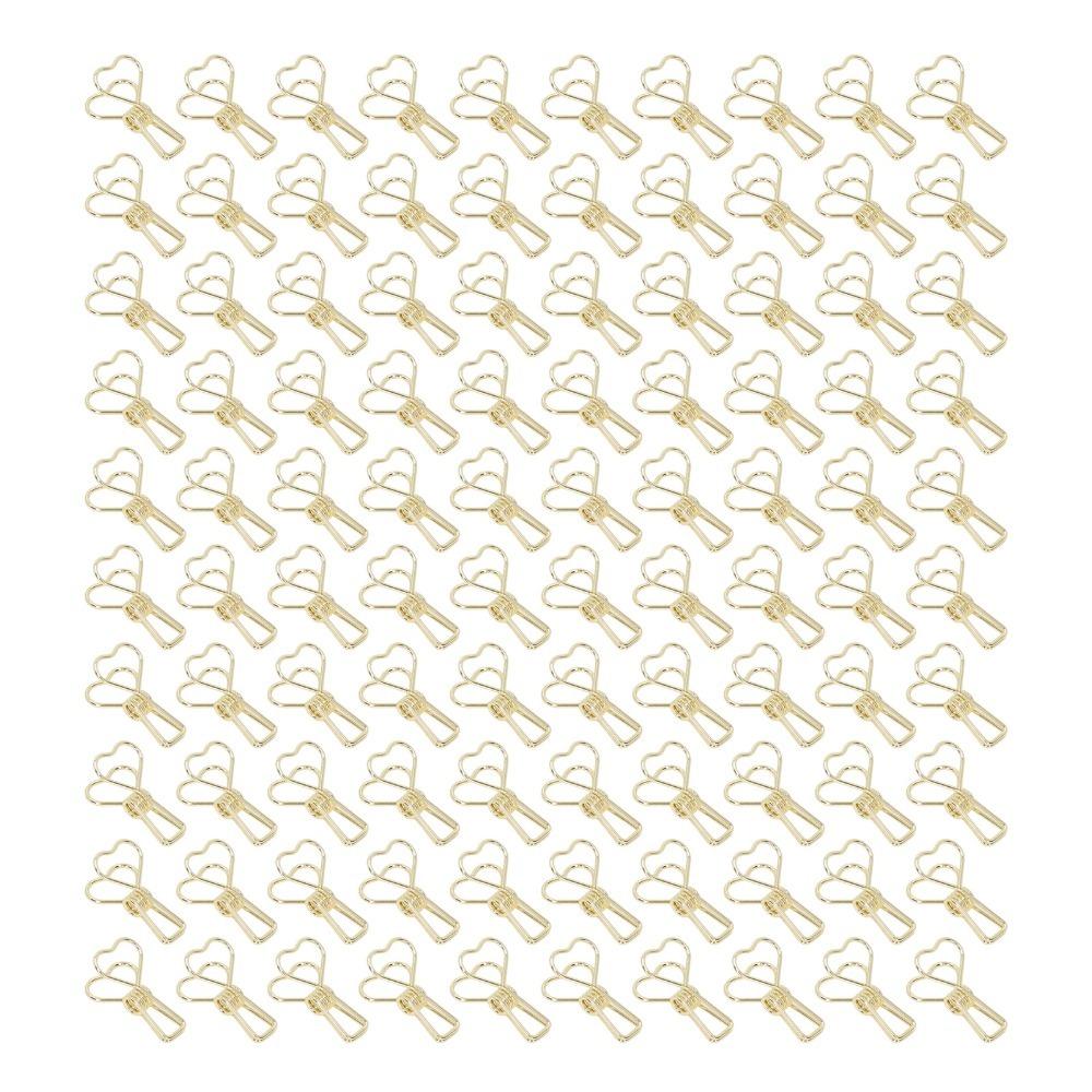

100Pcs Gold / Silver Binder Clips Heart Style Iron Small Binder Clips Mini Stylish Appearance Office Clips Tickets Clipping золотой