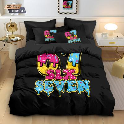 3-teiliges Imitation-Eiscreme 67 Elemente Druck Kernloses Daunendeckenbezug-Set Mehrere Größen Schlafzimmer Bettwäsche Dekoration Maschinenwaschbar