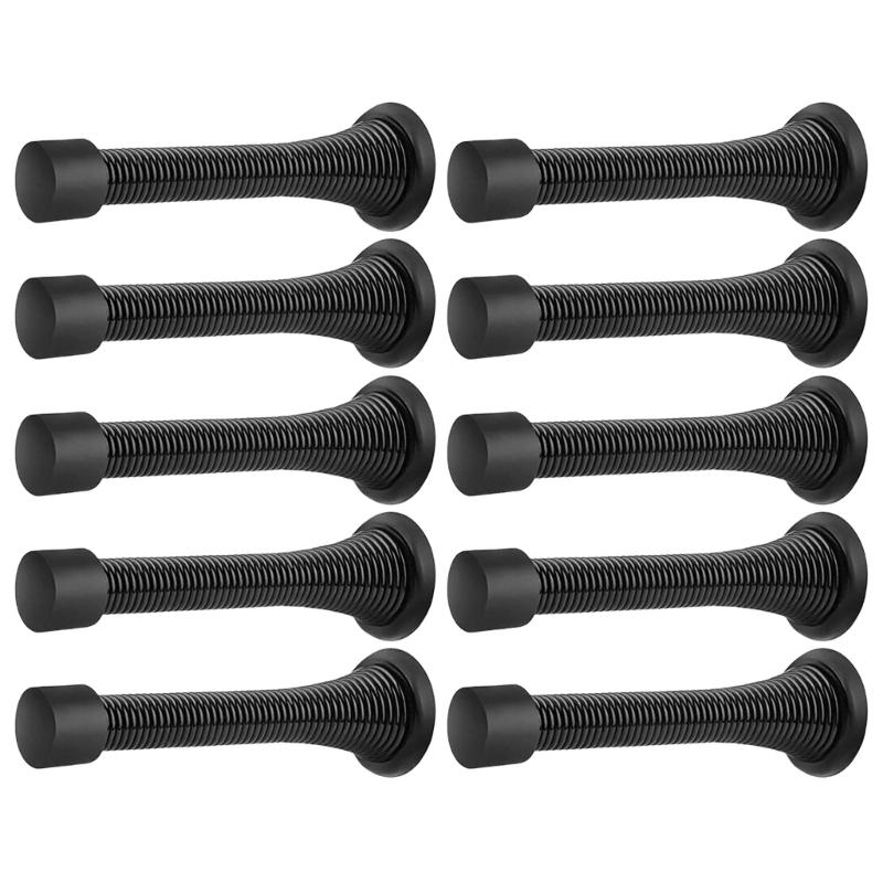 

10Pcs Spring Door Stoppers with Rustproof Screw Rubber Bumper Tip Heavy Duty Spring Wall Door Stop Door Bumper матовый черный
