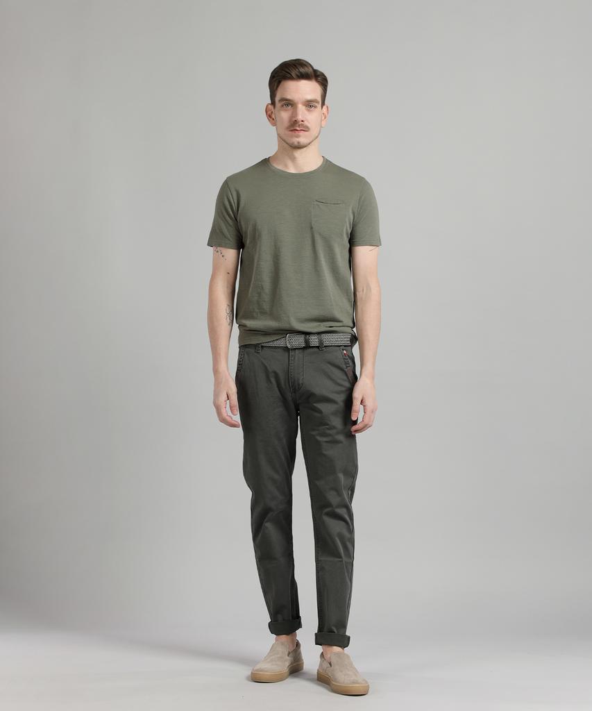 PANICALE Charcoal Embroidered Point Cotton Pants (Type A)