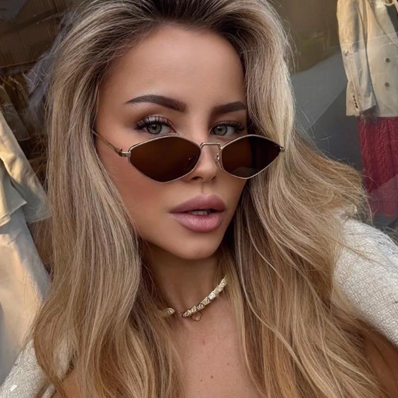 Protective Glasses 2Pcs Polygonal Metal Frame Sunglasses Women Steampunk Style Sun Glasses Ladies Outdoor Uv400 Eyeglasses