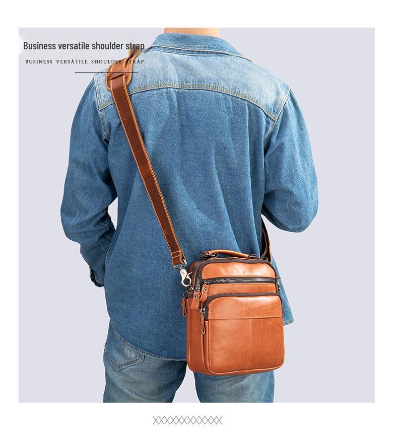 NIUCUNZH Men's Adjustable Retro Crossbody Bag with Crazy Horse Leather Shoulder Strap