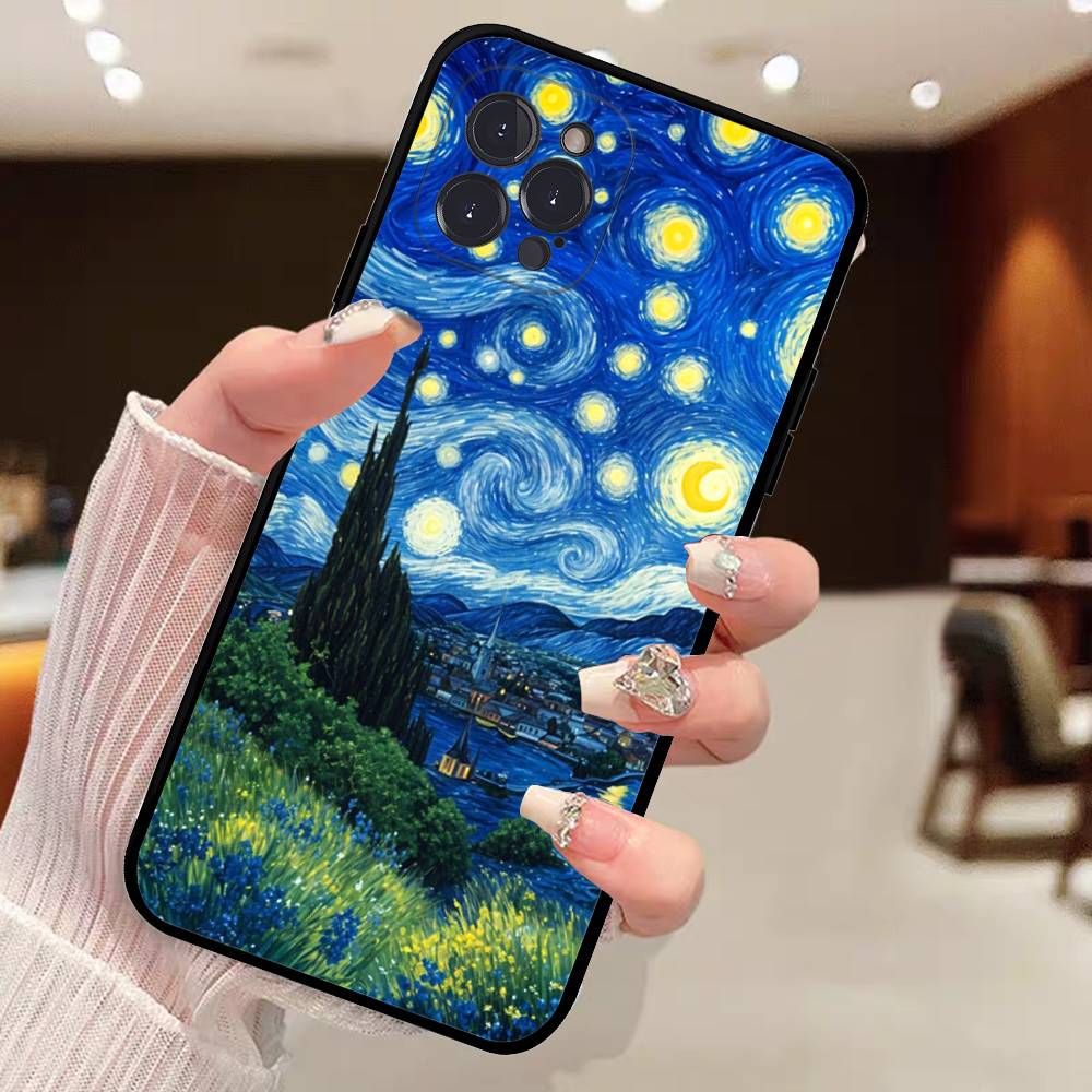 Vincent Van Gogh Oil INS Phone Case For iPhone 17 16 15 14 11 12 13 Pro Max Plus Mini Soft Back Cover