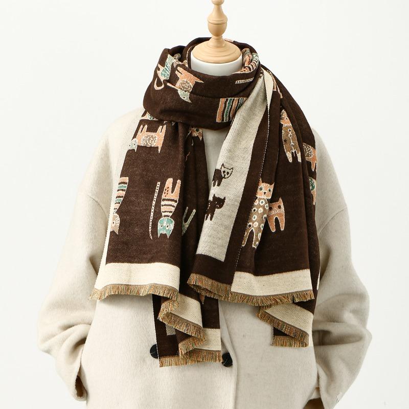 New hot-selling fashion cat imitation cashmere versatile scarf femininity warm and thickened travel outer scarf long scarf