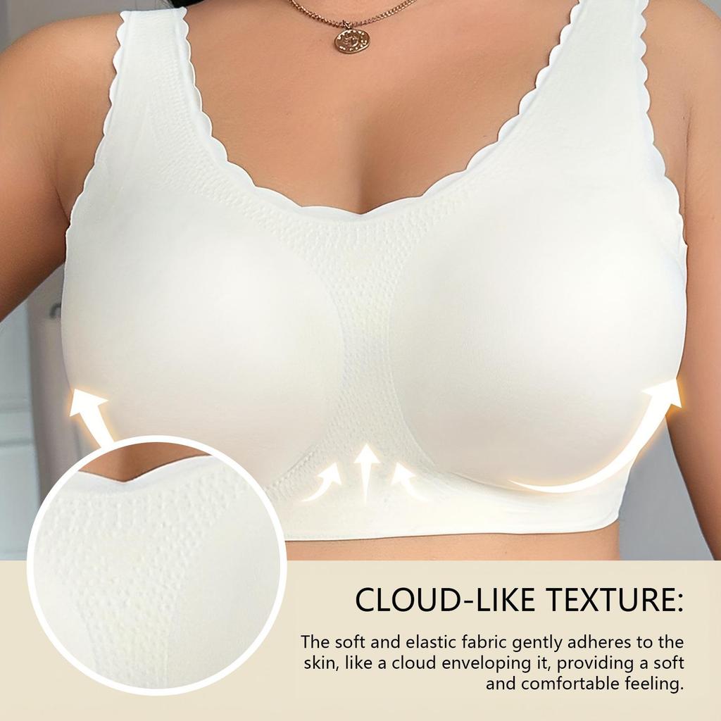 Zeriluna Lace Comfort Bra with Fan-Edged Detail & Wide Straps - Everyday Wear