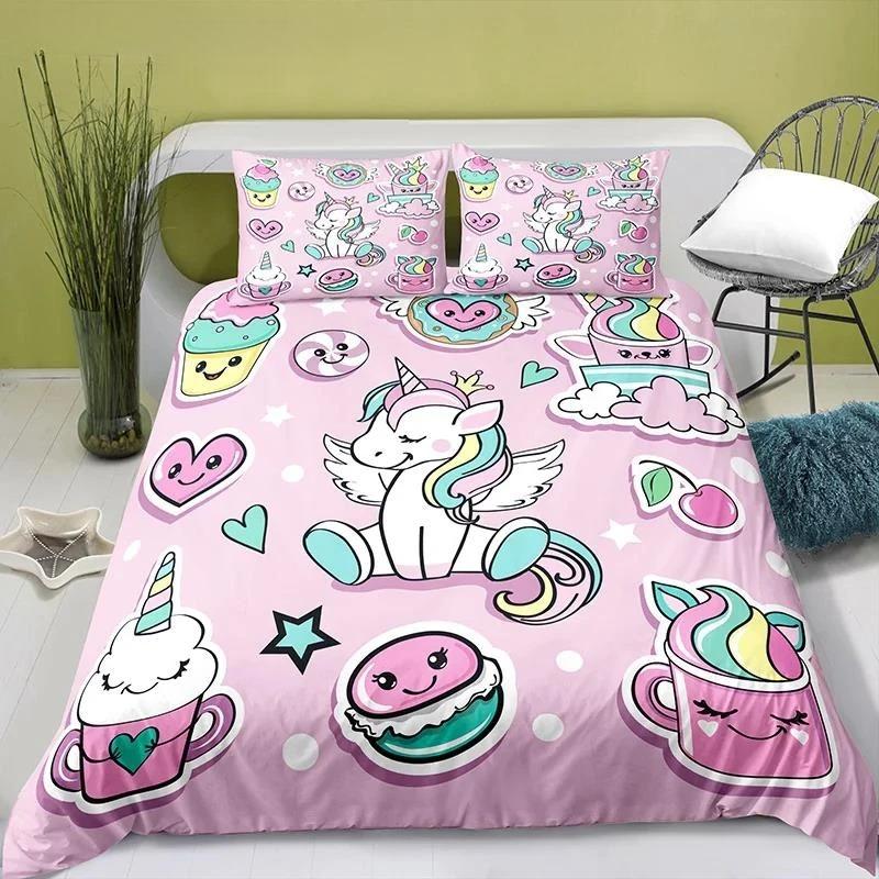 Urocza kreskówkowa pościel Król Królowa Bubble Tea dla dzieci nastolatków dorosłych Deser Frytki Cola Poliestrowa poszwa na kołdrę
