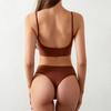 Cotton Female Underwear Set Short Skin Care Kits Ribbed Brassiere Sexy Thong Low Waist Panties Women Seamless Bra Lingerie Set