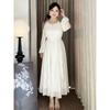 Plus-Size Women's French-Style Off-Shoulder Pearl Ruffle Dress 2026 Spring Elegant Long Dress