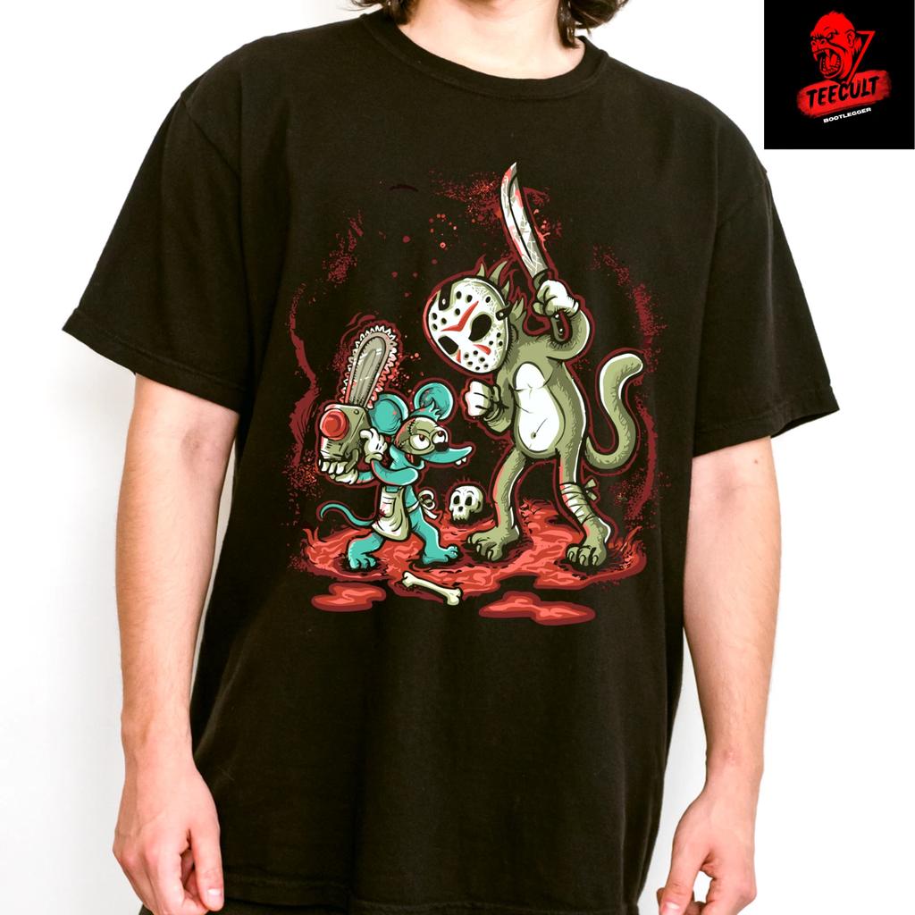 Men's and Women's T-shirts The Simpsons Itchy & Scratchy | Jason Voorhees Horror Unisex