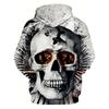 3D Printed Skull Blood Hoodie For Men Retro Skeleton Pattern Long Sleeve Tops Casual Sweatshirt Harajuku Pullover Loose Hoodies