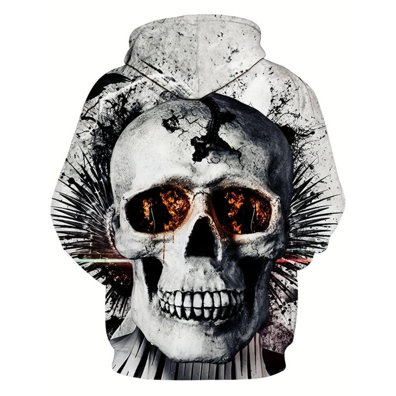 3D Printed Skull Blood Hoodie For Men Retro Skeleton Pattern Long Sleeve Tops Casual Sweatshirt Harajuku Pullover Loose Hoodies