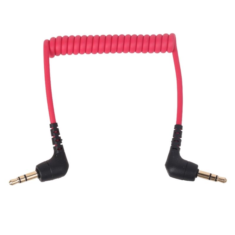 

3.5mm TRS Male to Male Coiled Mic Cord Right Angle Connection Line Microphones Phone Camera Adapters Cable for Rode SC2 1