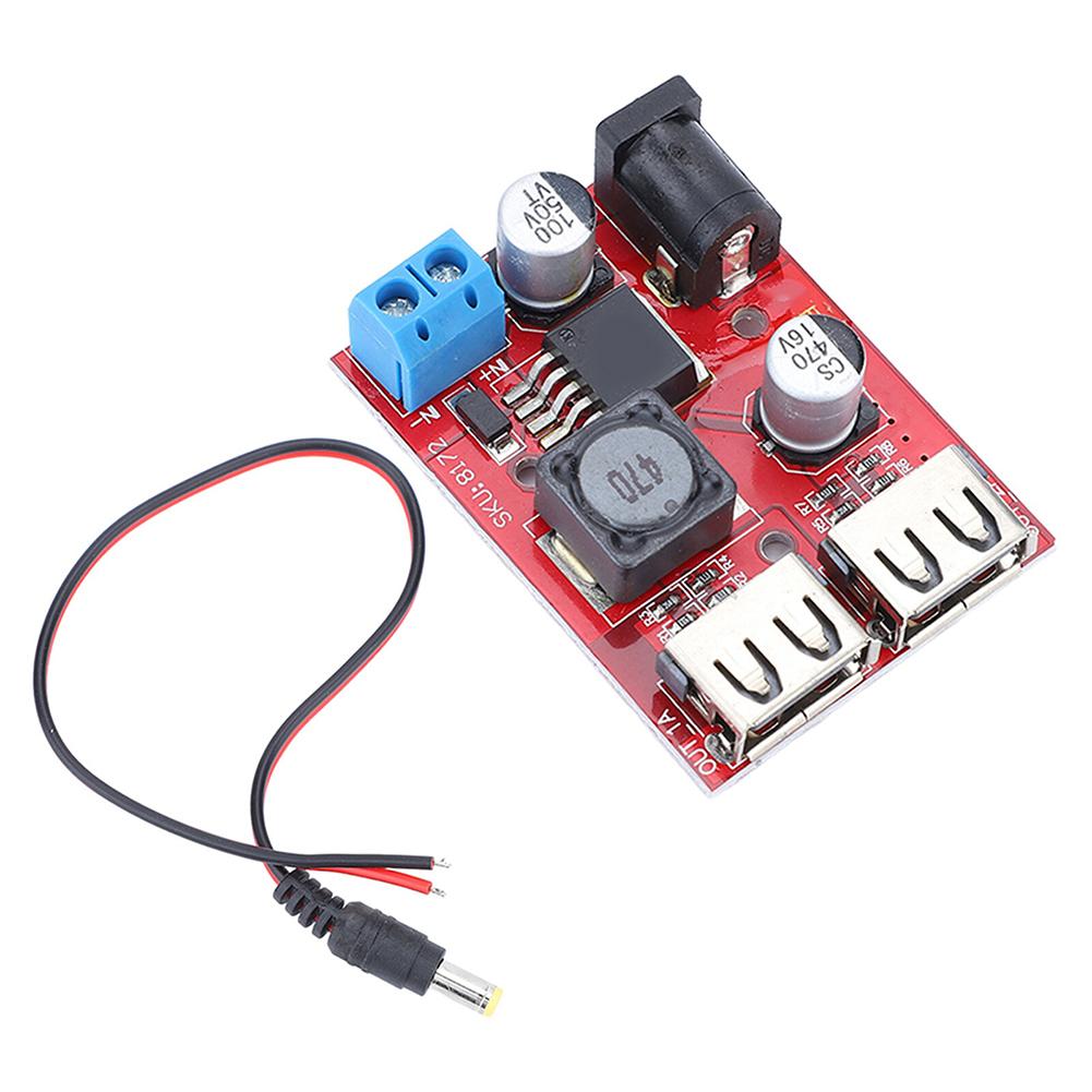 DC 6V-40V To 5V 3A Double USB Charge DC-DC Step-down Converter Module With Wire For Vehicle Solar Controller Charger
