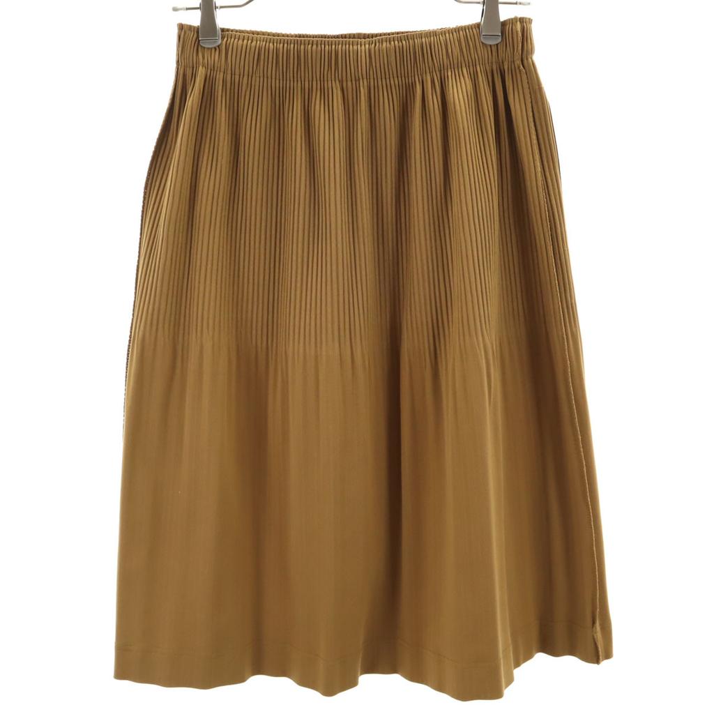 ISSEY MIYAKE Me Made In Japan Midi Length Pleated Skirt Brown Women Used
