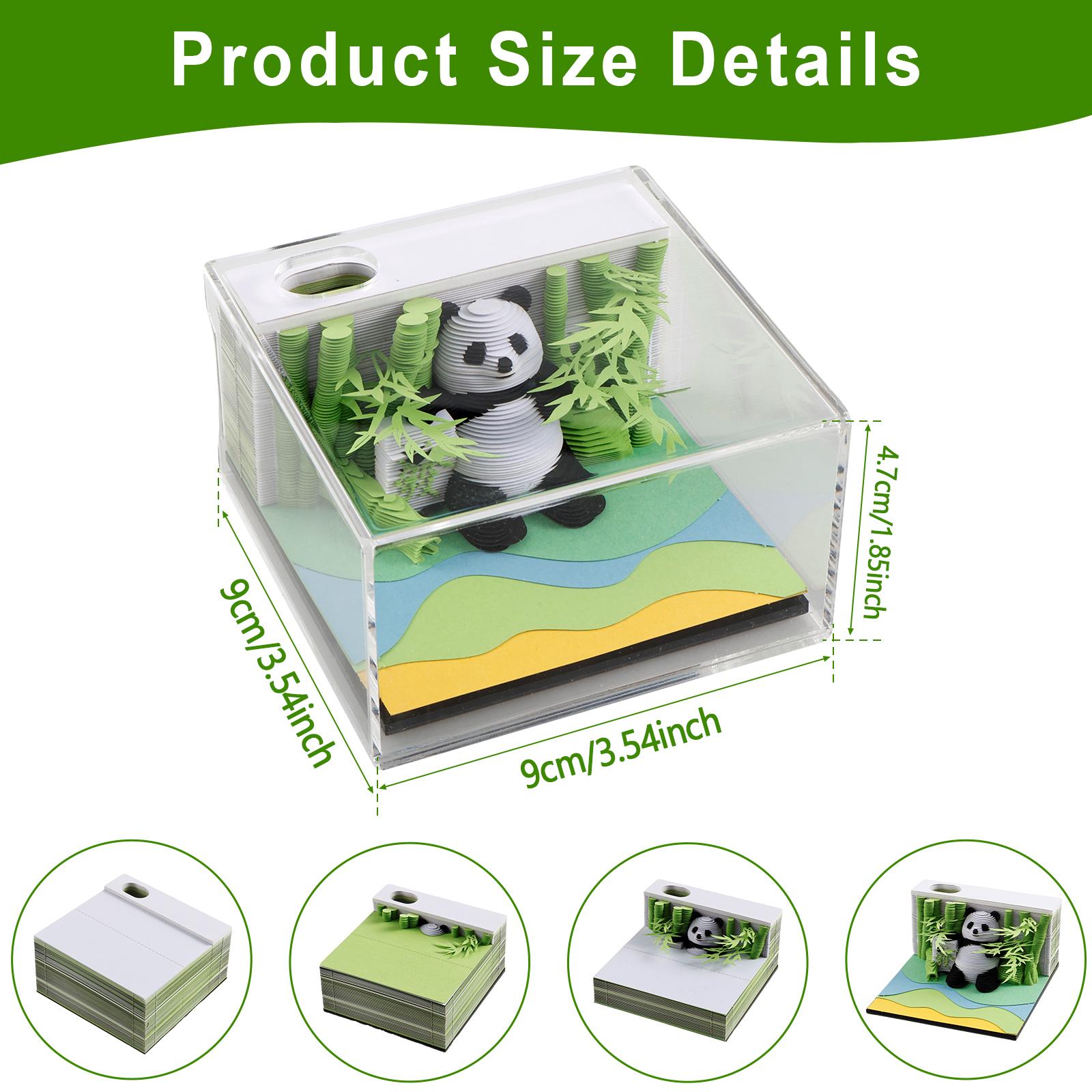 

3D Desk Note Pad Creative Panda Memo Pad Tear-Away DIY 3D Note Pad with Pen Holder Paper Carving Art for Decoration Collectibles