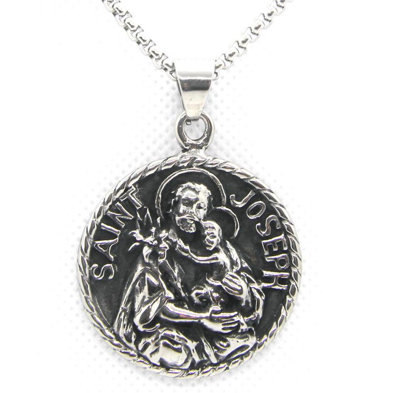 

Rany&Roy Newest Golden Silver Color SAINT JOSEPH Pendant 316L Stainless Steel Band Party Saint Cool Pendant