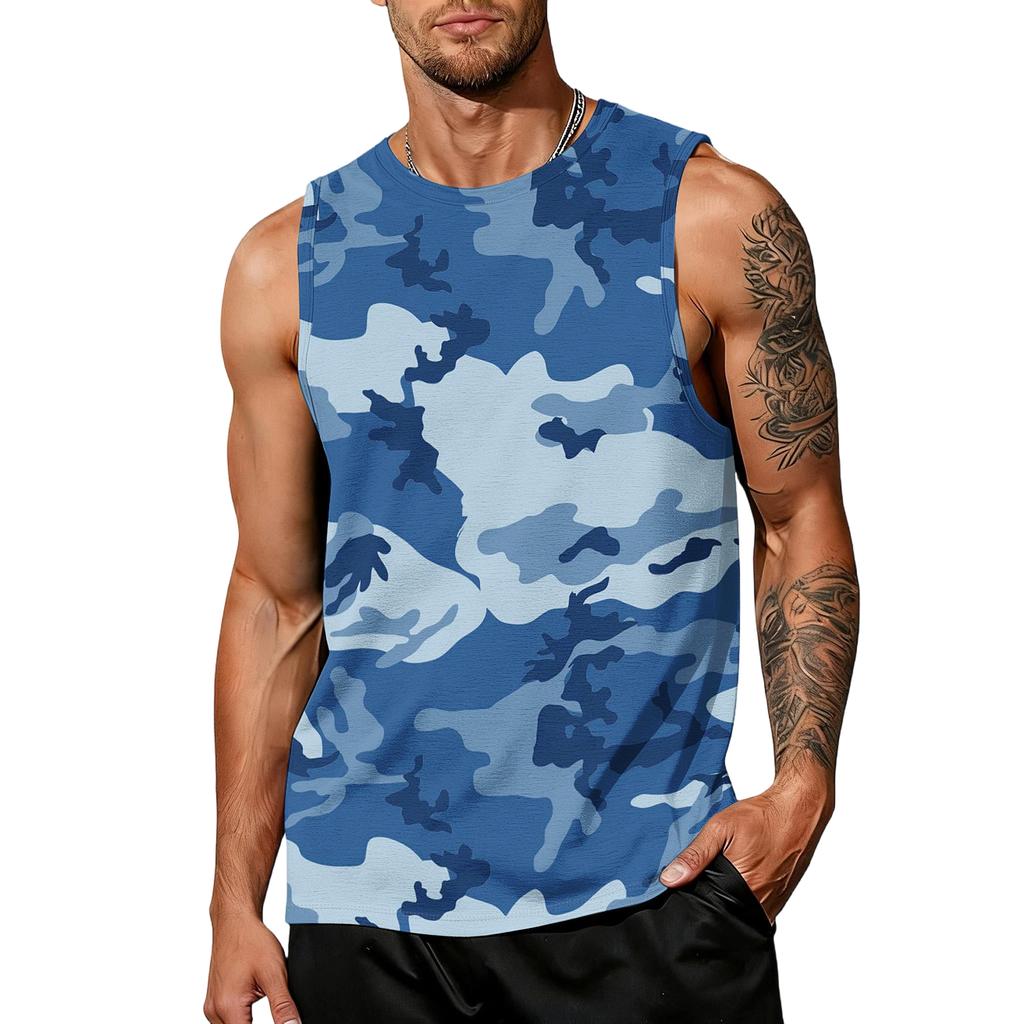 Men's casual trend camouflage printed vest - Men's sporty breathable sleeveless top