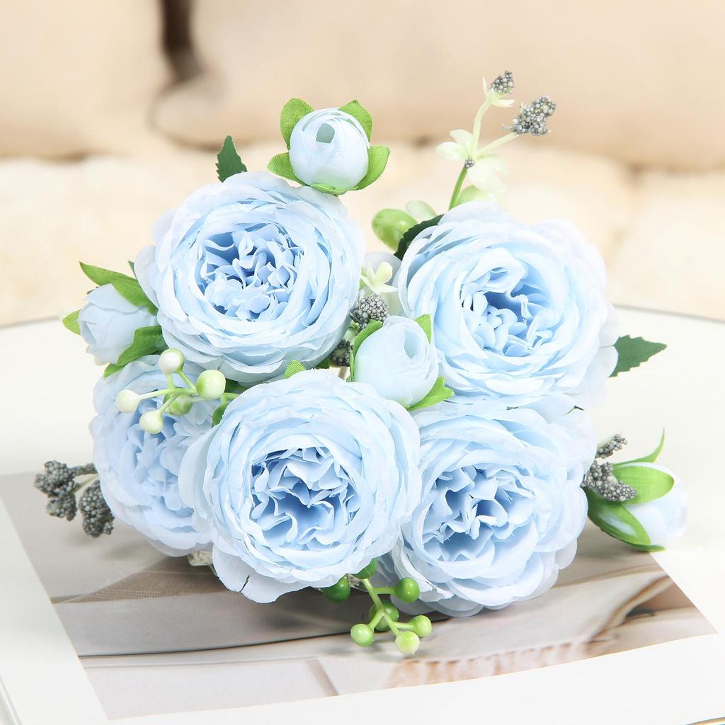 Artificial Persian Rose Bouquets - 5-Head Faux Roses for Home and Wedding Décor