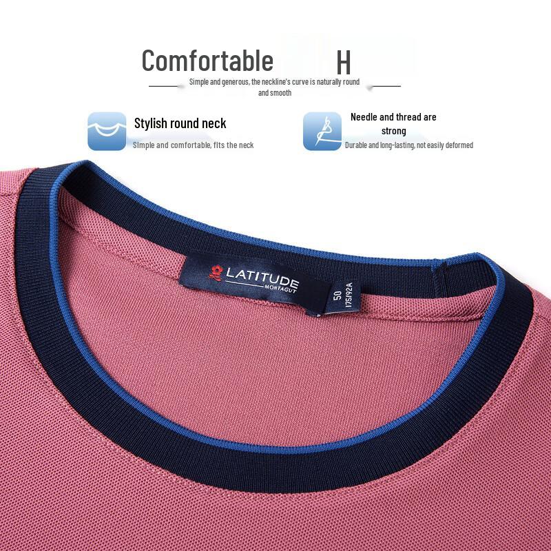 MONTAGUT Men's Breathable Pique Cotton Crew Neck T-Shirt