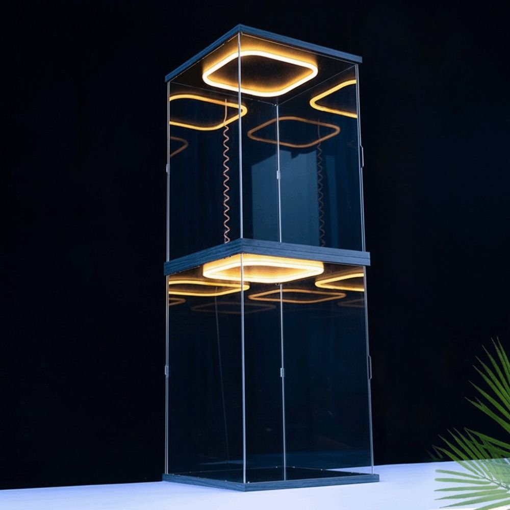 Clear Acrylic Acrylic Display Case Ring LED Lights High Transparent Display Box Dust-proof Modern Style Storage Box