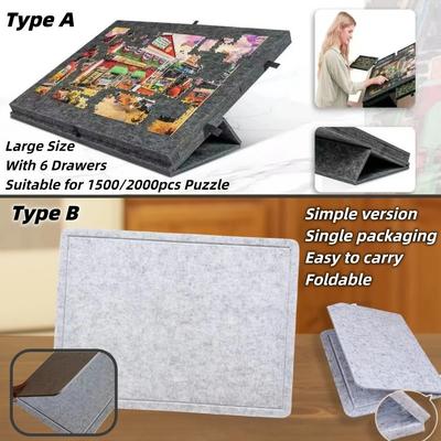 Skládací puzzle deska se 6 zásuvkami, velká kapacita, plstěný stůl na puzzle, dekorace na stůl, dekorativní úložný box na puzzle