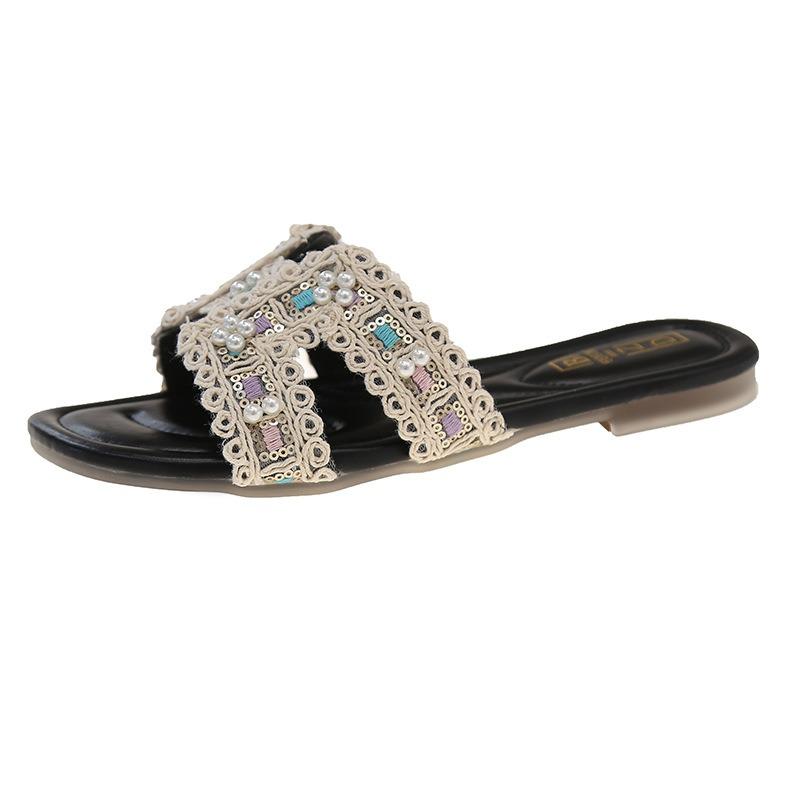 Flat-bottomed Flip-flops Summer Fairy-style Shoes Semi-flip-flops Beach Sandals