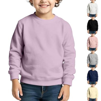 Toddler Boys Girls Base Layer Sweatshirt, Color Long Sleeve Neck Pullover for Casual Wear