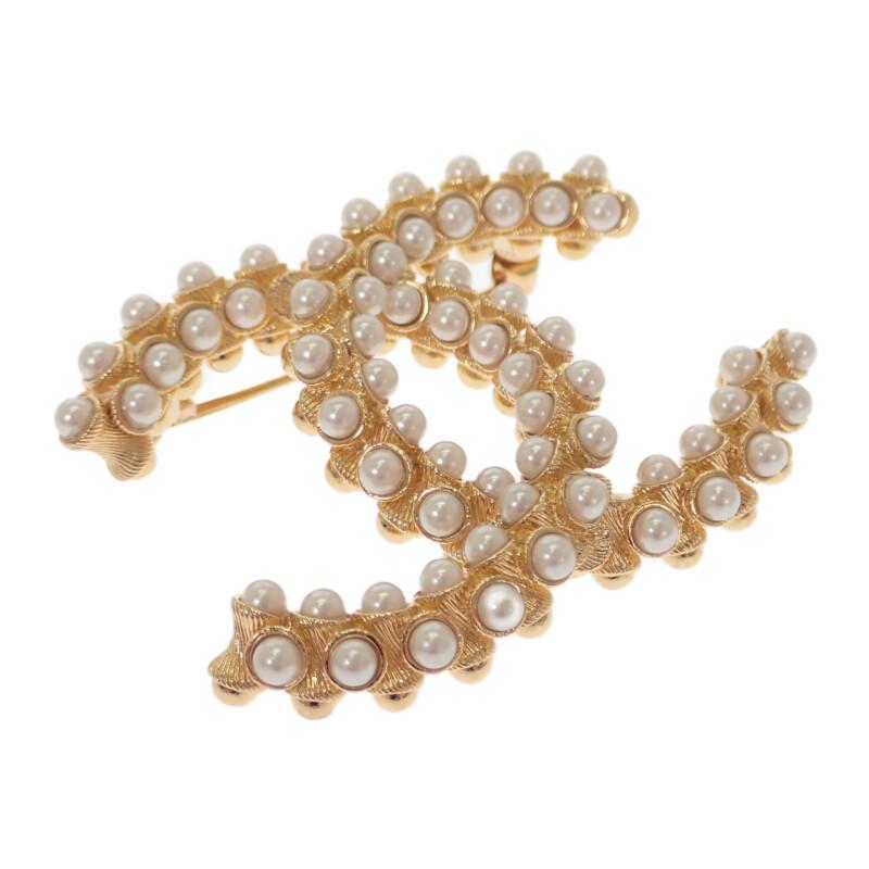 Chanel ABB011 Brooch Gold Metal Women