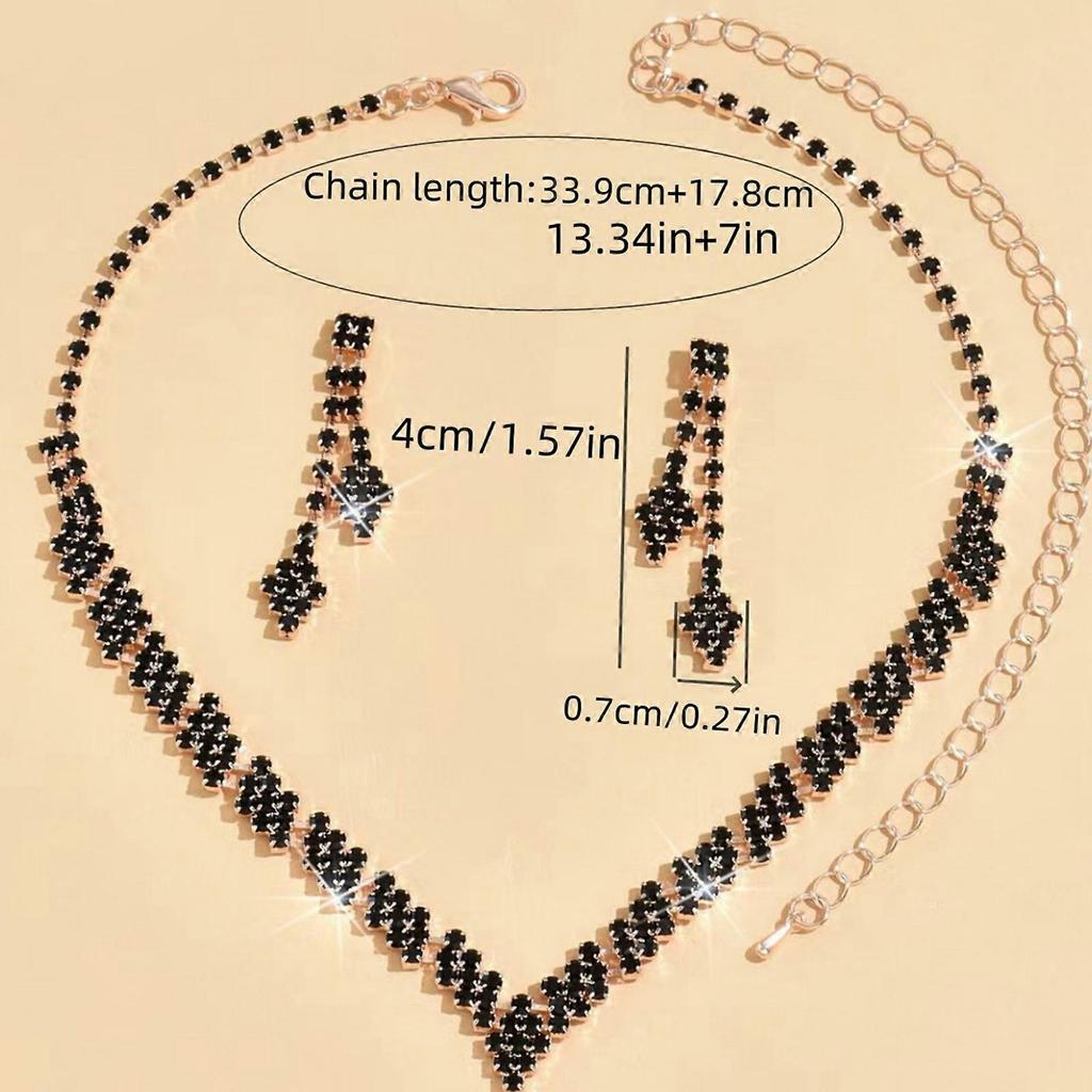 Sophisticated Rhinestones Bridal Accessory Set Stylish Necklace and Earring Ornament Sparkling Crystal Bride Jewelry