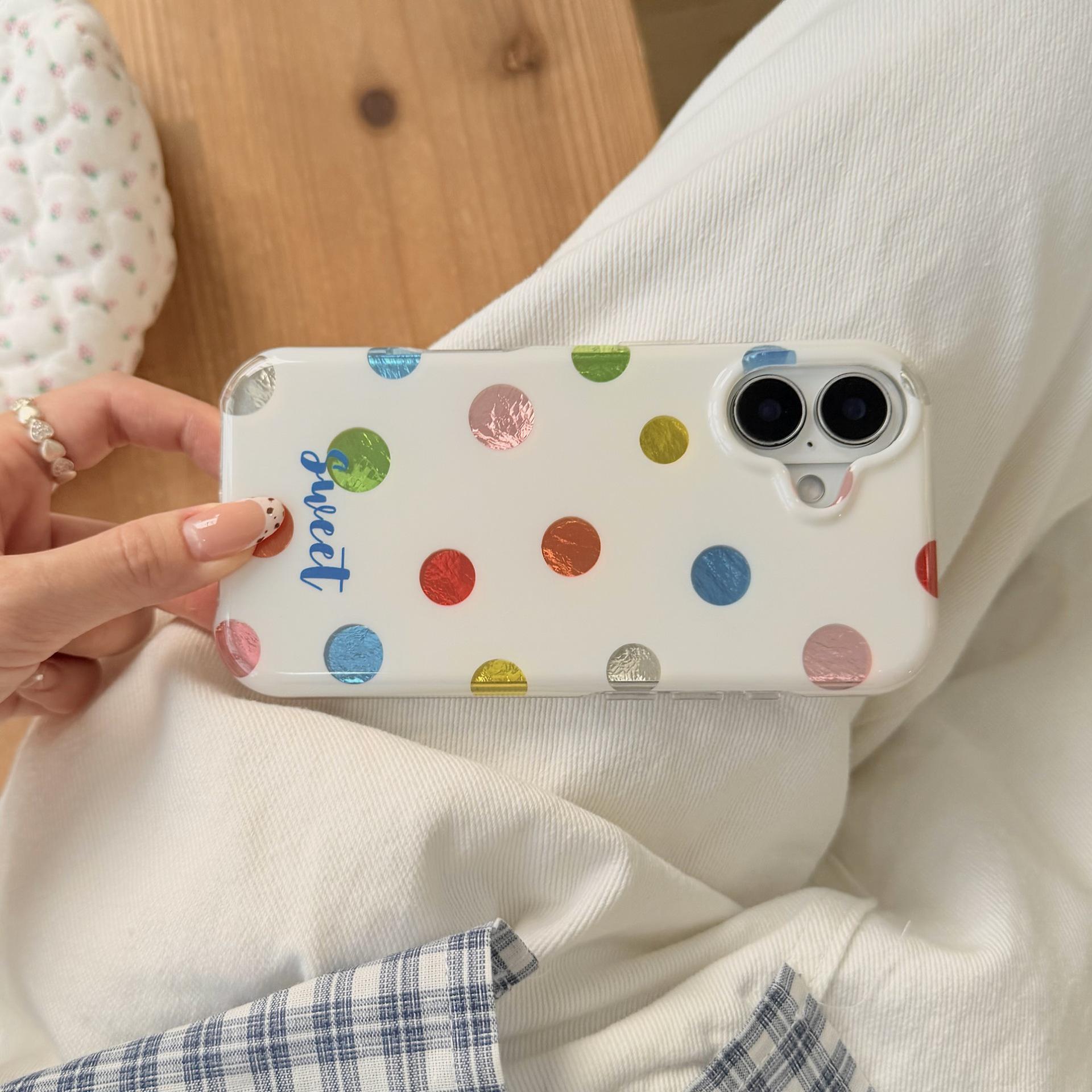 

Ins Style Floral Polka Dot Phone Case for iPhone 14/17 Pro Max - Double Layer Protection Apple 15