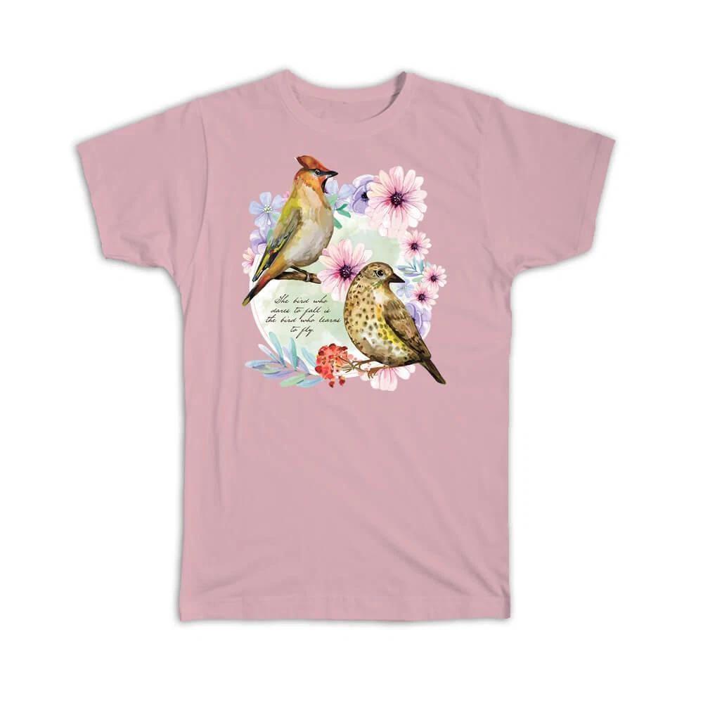 Gift T-Shirt : Cardinal Bird Birds Flowers Inspiring Quote Floral Frame Summer 2XL