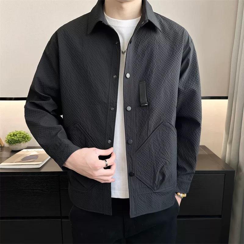 Men s Casual Slim Fit Lapel Jacket – Korean Style, Trendy & Versatile for Spring/Autumn XL