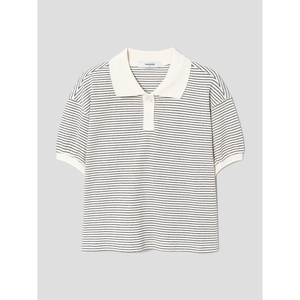 8seconds Striped Short Sleeve Sweatshirt Beige