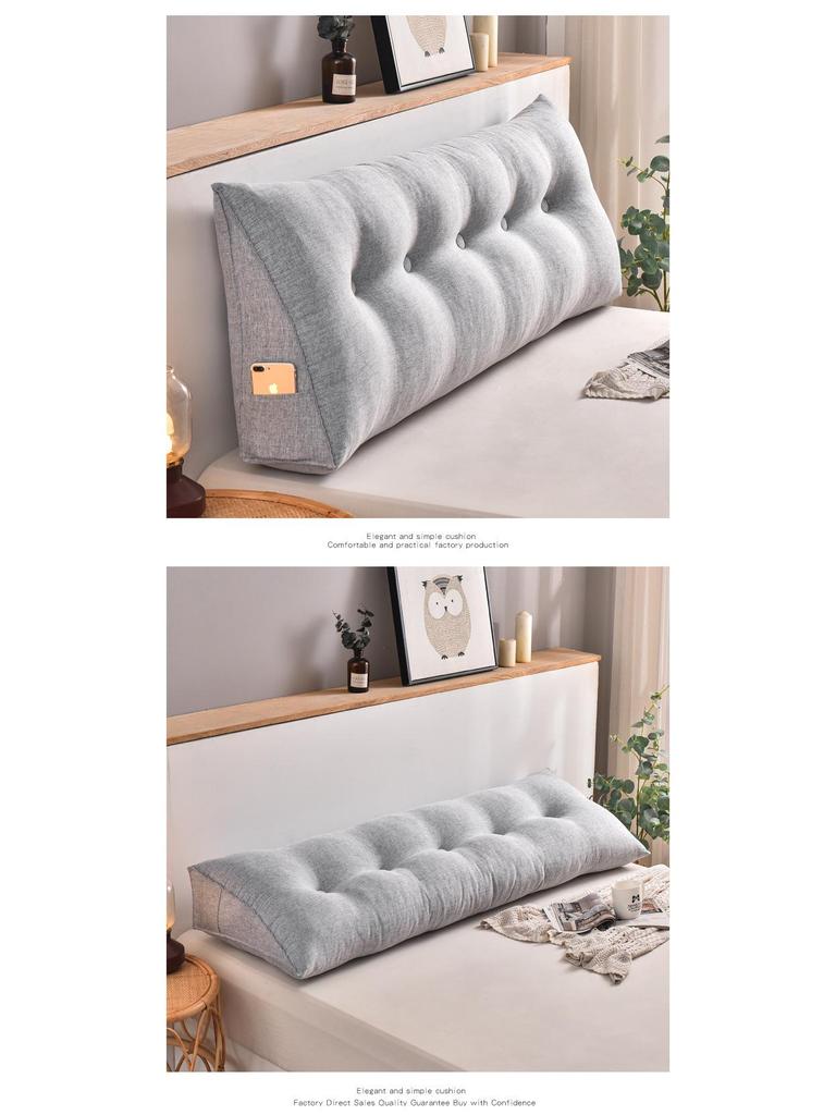 Abnehmbares & Waschbares Dreieckiges Kopfkissen - Imitation Baumwollleinen Tatami Rücken- & Lendenstützkissen