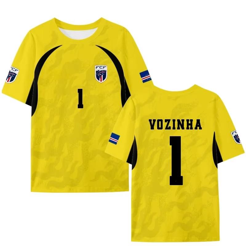 Herren Sommer T-Shirt - 3D Kap Verde Druck Torwart Fußballtrikot - Kurzarm Reguläre Passform Trainingsshirt - Geeignet für Sommer-Spiele
