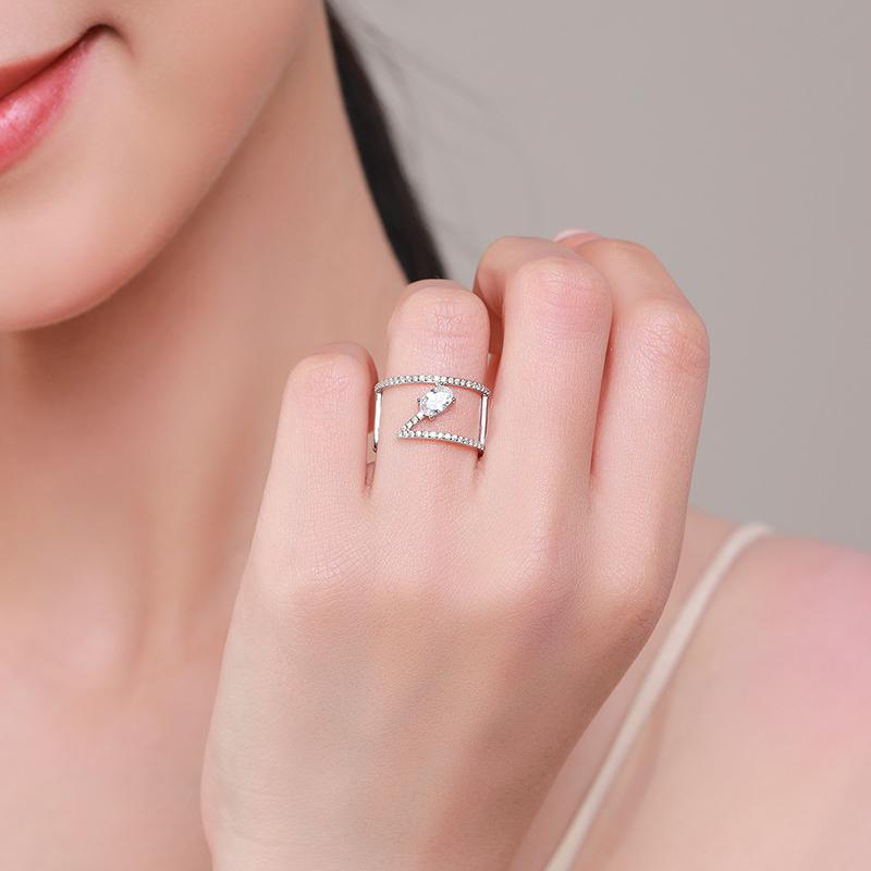 MODIAN 925 Srebro Sterling Podwójna warstwa Luksusowy Pierścień Owalny Przezroczysty CZ Obrączki Ślubne Dla Kobiet Zaręczyny Marka Fine Jewelry