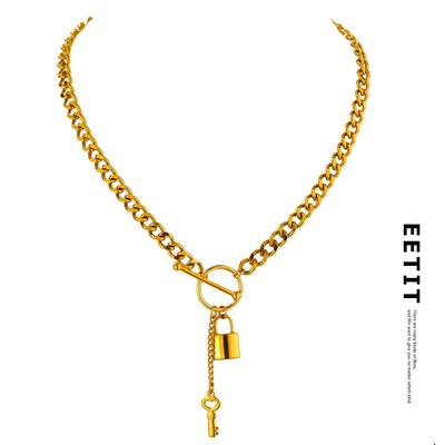 Collana con ciondolo a forma di lucchetto in acciaio inossidabile per donna