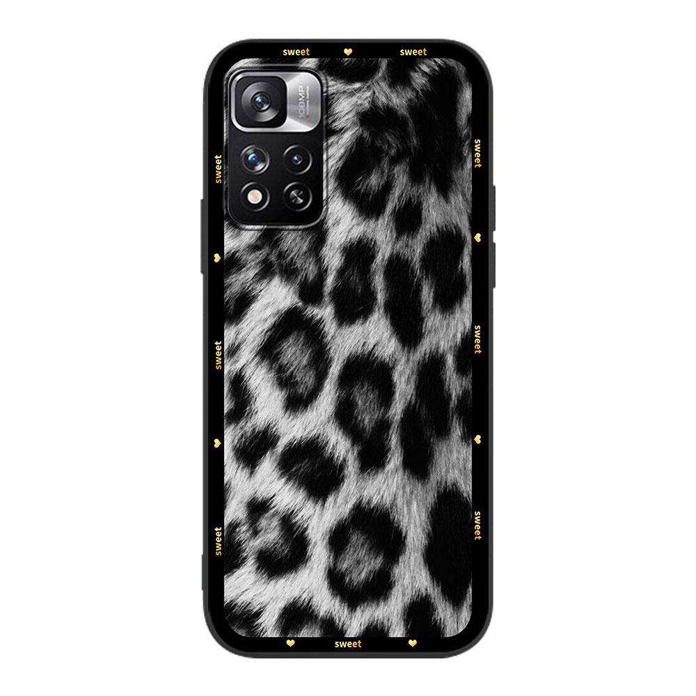 Case for Xiaomi Redmi Note 12 9S 8 10 11 Pro 10C 9C 9A 8T 8A 10S 11T 11E 9T 9i Black Silicone Phone Cover Animal Leopard Print