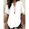 Summer Loose and Fashionable Pure Color V-neck Casual Women's T-shirts
