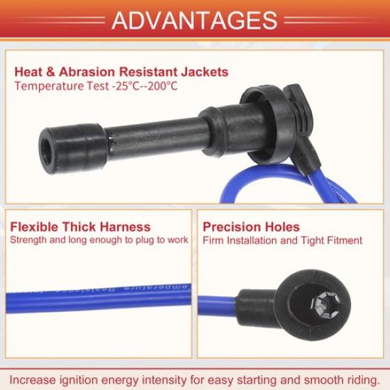 4pcs Spark Plug Wire Ignition Coil Cable No.BPE818140A for Mazda Miata 1990-1997