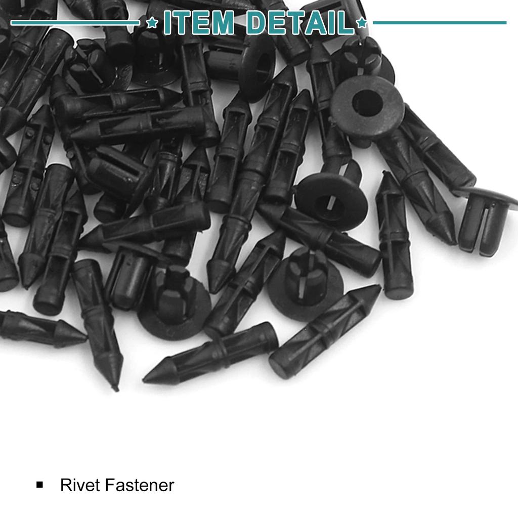 ACROPIX 20pcs Universal 6mm Black Door Trim Fender Push Rivet Fasteners Automotive