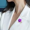Brooch Pin 3D Rose Flower Shape Sparkling Rhinestones Inlaid Decorative Brooch Sweaters Collars Hats Bags Coats Scarves Accessory