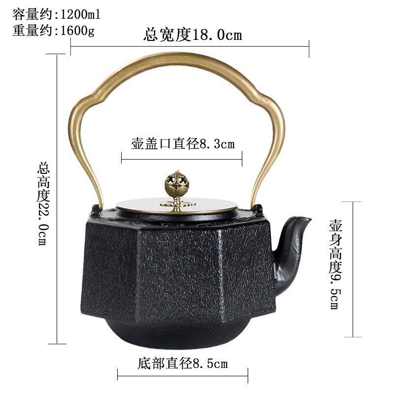 

1200 мл Чавунний Чайник Восьмикутний Заварник Японський Домашній Кип ятіння Води Заварювання Чаю Ручної Роботи Залізний Чайник