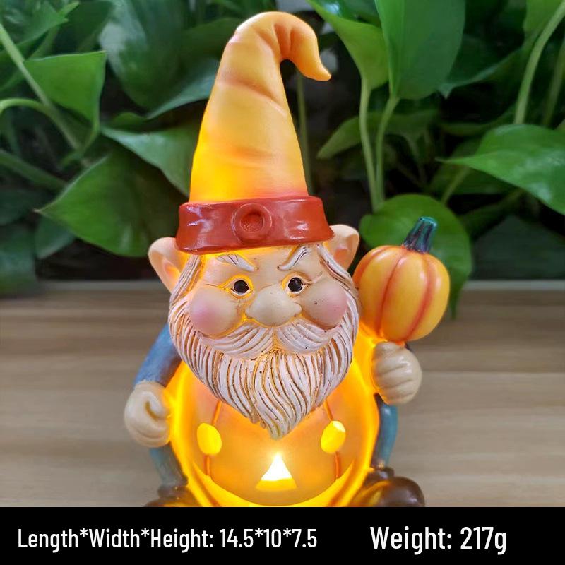 Light-Up Pumpkin Old Man Halloween Yard and Home Decor Resin Craft
