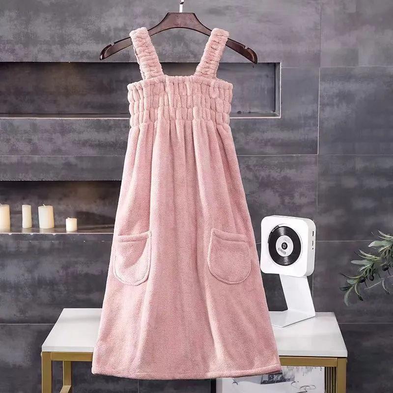 Women's Absorbent Strap Bath Towel Wrap Skirt