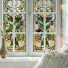 Vintage Window Privacy Film Geometric Stained Glass Flower Decorative Frosted Static Cling Reusable UV Sun Blocking Glass Sticker