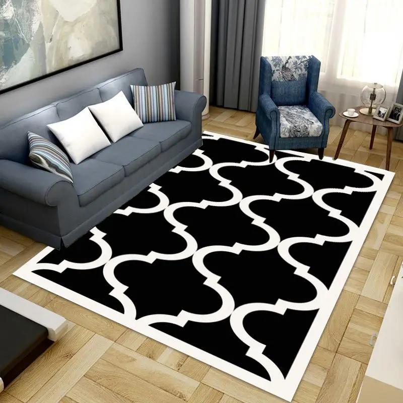 Korean-Inspired Plush Area Rug – Black & White Simple Thick Non-Slip Carpet for Living Room, Bedroom, Modern Home Decor