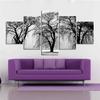 5 Panels Withered Tree Painting On Polyester Grey Background Wall Art Home Decoration for Living Room Bedroom