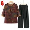 Elderly Women's New Chinese Style Summer T-Shirt & Top Set