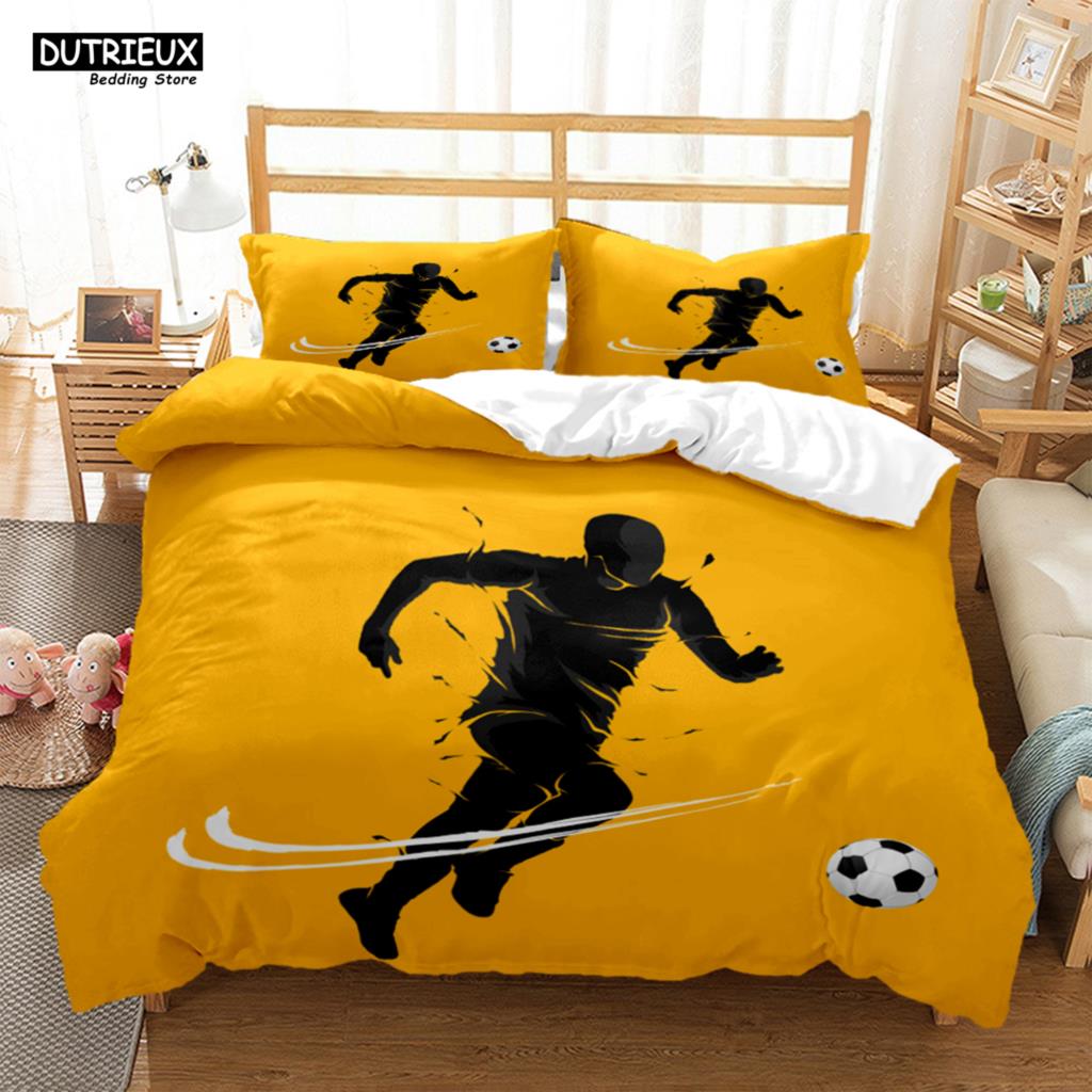 

3D Футбольный пододеяльник Футбол/ Футбол Цифровая печать Комплекты постельного белья Детский Детский Покрывала Подростковый комплект пододеяльника для мальчиков EU single(135x200cm)
